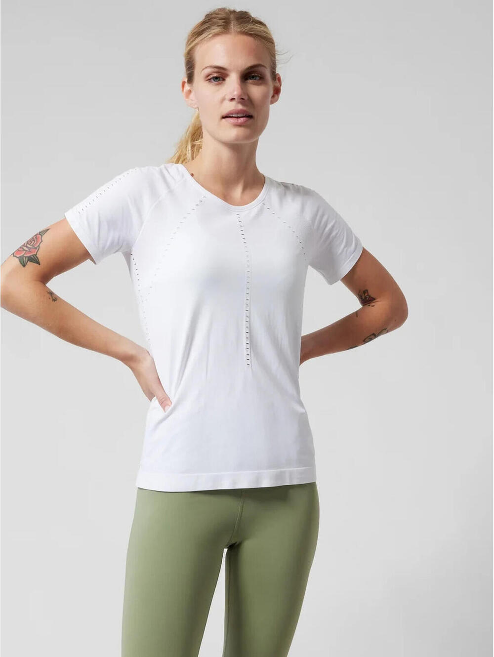 NEW Athleta Foothill Seamless Tee T Shirt Women's White Breathable SMALL NWT